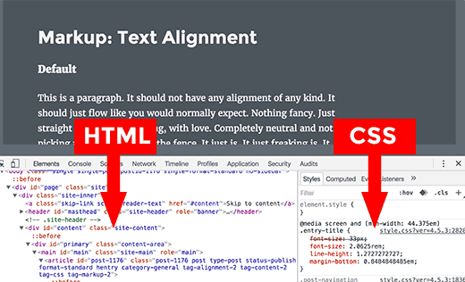 Paneles HTML y CSS en la herramienta Inspeccionar 