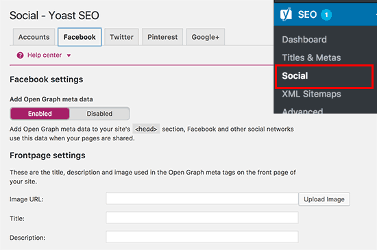 Establecer una miniatura de Facebook para la página de inicio Establecer una miniatura de Facebook para la página de inicio