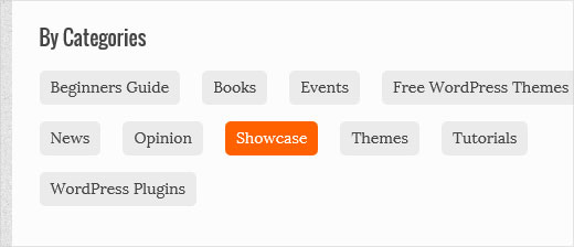 Página de archivos personalizados que muestra las categorías 