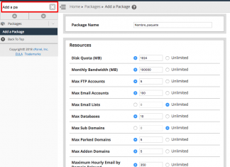 Agregar Paquete y Crear Nueva Cuenta desde WHM