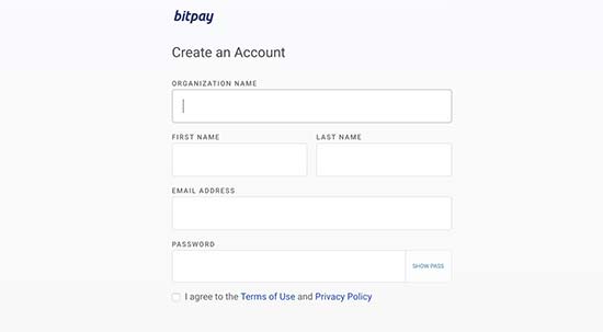 Creación de cuenta BitPay 