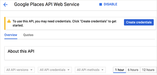 Obtener credenciales de API 