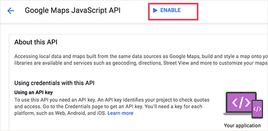 Habilitar JavaScript API 