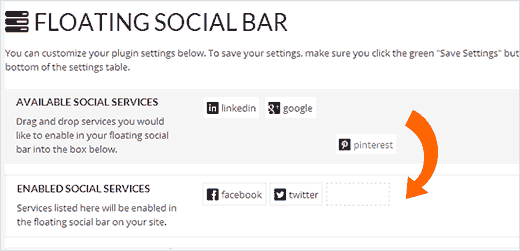 Agregar el botón Pinterest a WordPress usando Floating Social Bar 