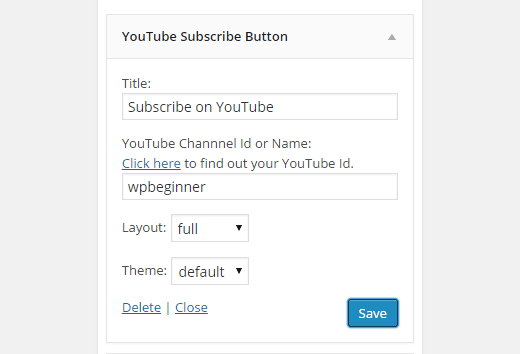 Widget del botón Suscribir de YouTube 