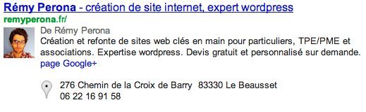 Información de contacto de Rich Snippet 