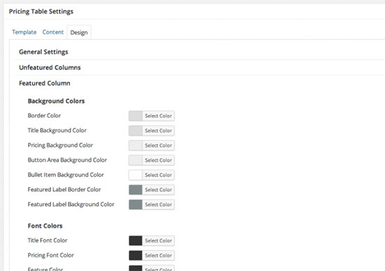 Personalizar el diseño y los colores de la tabla de precios Personalizar el diseño y los colores de la tabla de precios