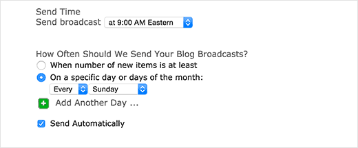 Establecer los tiempos de correo electrónico y la frecuencia en Aweber 