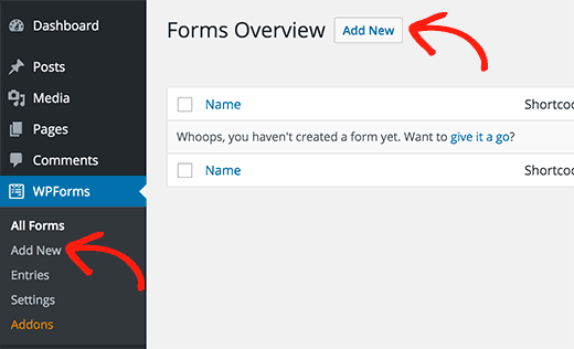 Agregar un nuevo formulario de contacto en WordPress usando WPForms 