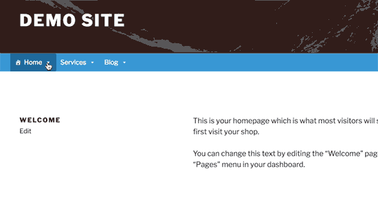 Vista previa del menú Mega Vista previa del menú Mega