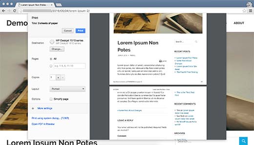 Una vista previa de impresión típica con barras laterales forma todo impreso Una vista previa de impresión típica con barras laterales forma todo impreso