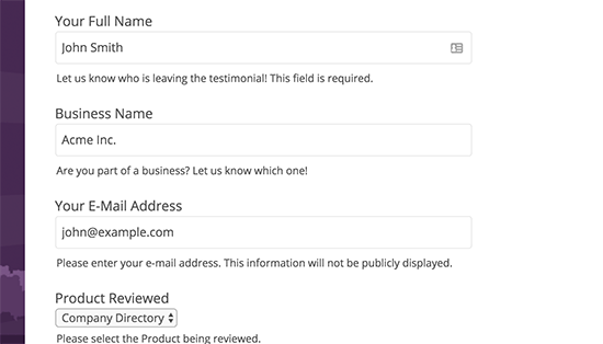 Agregar enviar su formulario de revisión en WordPress 