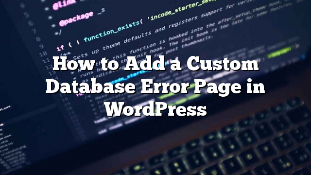 Cómo agregar una página de error de base de datos personalizada en WordPress_5d9d9ad187d5c.jpeg