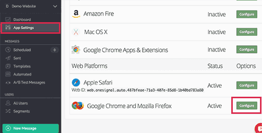 Configurar notificaciones push web para Chrome y Firefox 