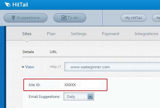 ID del sitio de HitTail