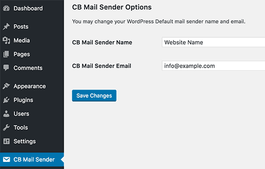 Opciones de envío de correo 