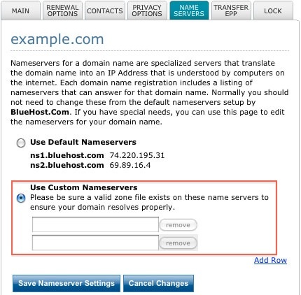 Cambiando tus servidores de nombres 