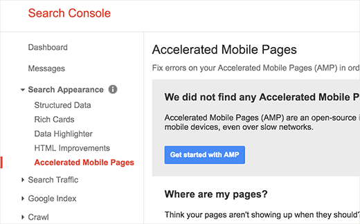 Páginas móviles aceleradas en Google Search Console 