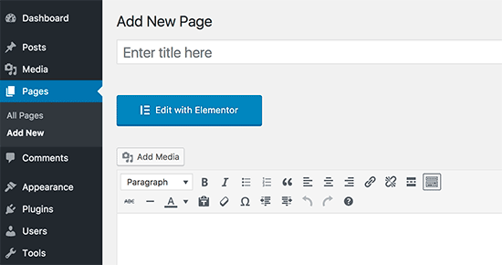 Editar con el botón Elementor 