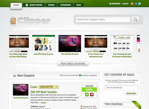 Tema de cupones Clipper para WordPress Tema de cupones Clipper para WordPress