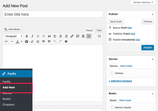 Agregar nuevo elemento de fanfiction 
