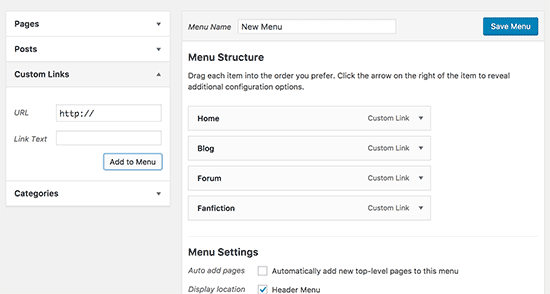 Reorganiza y guarda el menú 