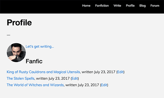 Página de perfil del autor 