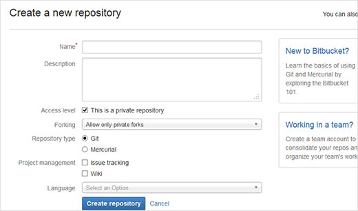Creando un nuevo repositorio en BitBucket 