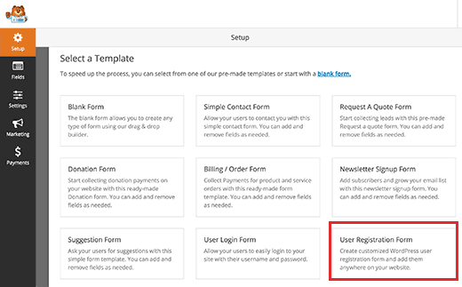 Plantilla de formulario de registro de usuario 