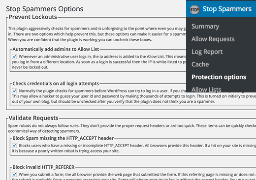 Opciones de protección 