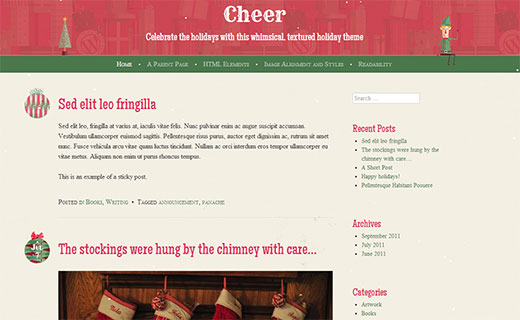 Cheer - Un tema de Navidad para tu blog de WordPress 