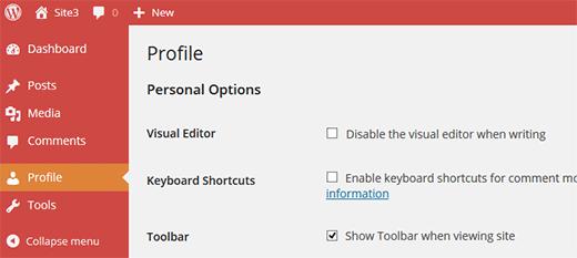 Opción de esquema de color de administrador eliminada de los perfiles de usuario en WordPress 