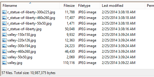 Imágenes almacenadas para diferentes tamaños de imagen en WordPress 