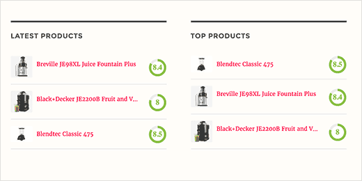 Últimas y mejores críticas de productos en la barra lateral de WordPress Últimas y mejores críticas de productos en la barra lateral de WordPress
