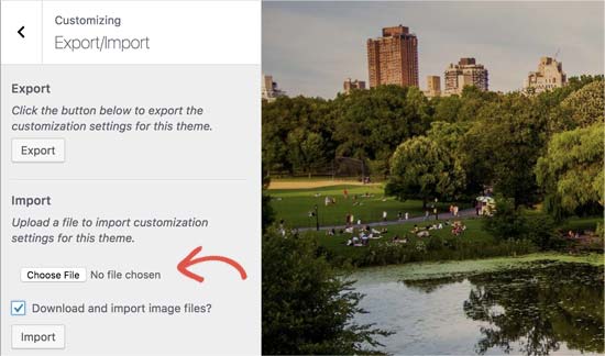 Importar configuraciones de tema 