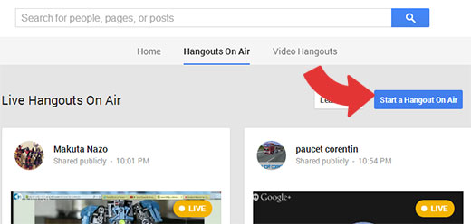 Iniciar un Hangout en vivo de Google+ Iniciar un Hangout en vivo de Google+