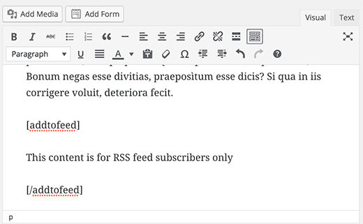 Agregar solo código abreviado de feed en las publicaciones del blog de WordPress Agregar solo código abreviado de feed en las publicaciones del blog de WordPress