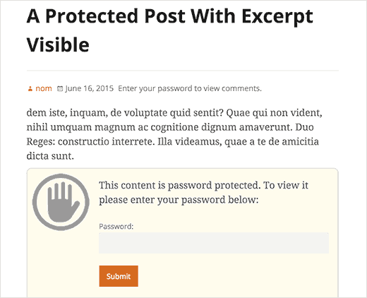 Mostrando extracto de una publicación protegida con contraseña en WordPress 