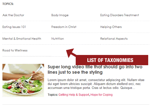Lista de taxonomías 