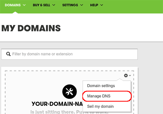Iniciando el administrador de DNS en GoDaddy 