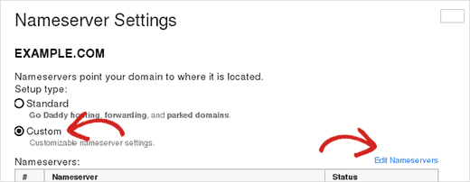 Editar servidores de nombres 