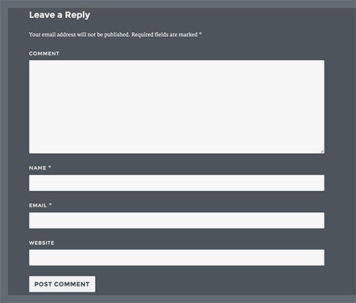 Nuevo diseño de formulario de comentarios después de WordPress 4.4 