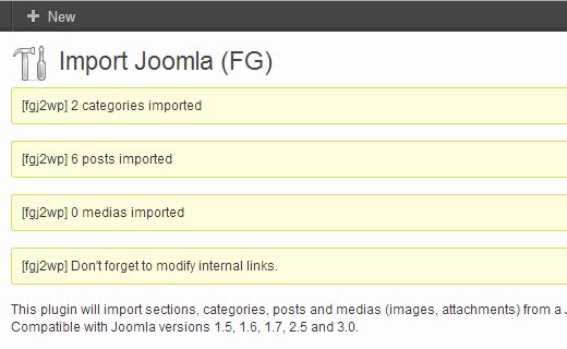 Contenido importado correctamente de Joomla a WordPress 