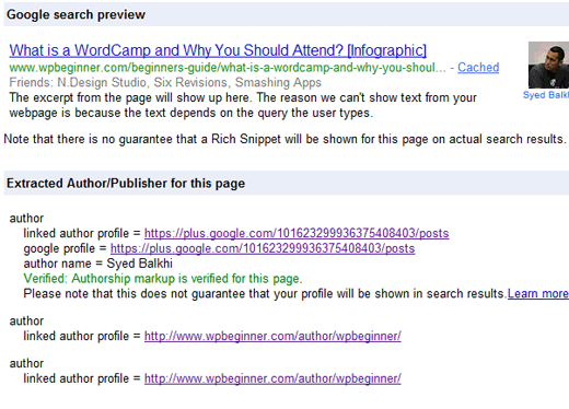 Vista previa de la herramienta de prueba de Google Rich Snippet Vista previa de la herramienta de prueba de Google Rich Snippet