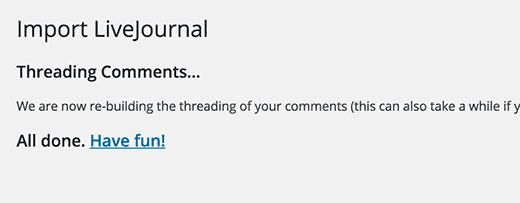 Importación finalizada Importación finalizada