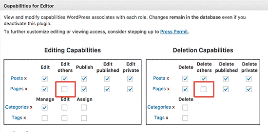 Modificar el rol de usuario del editor 