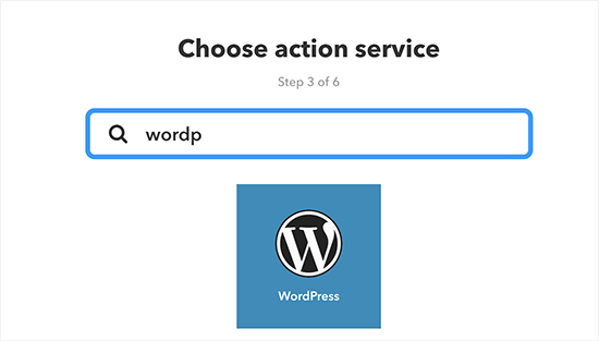 Elija WordPress como servicio de acción 