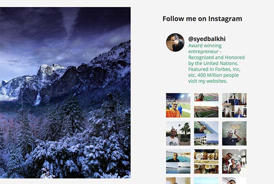 Vista previa de la barra lateral de Instagram 