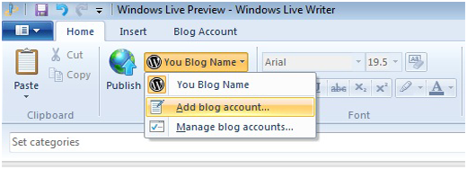Agregar nuevo blog de WordPress a Windows Live Writer 