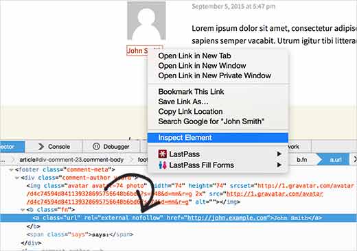 etiqueta nofollow en enlaces de comentarios de WordPress etiqueta nofollow en enlaces de comentarios de WordPress